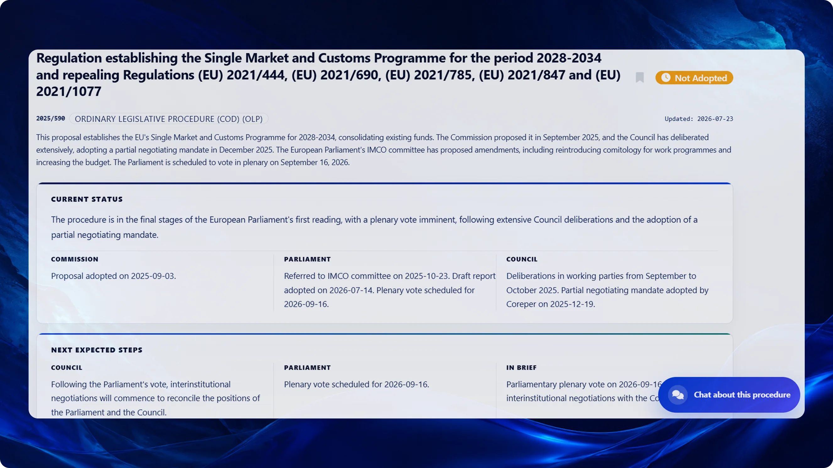 EU procedure status and next steps visual